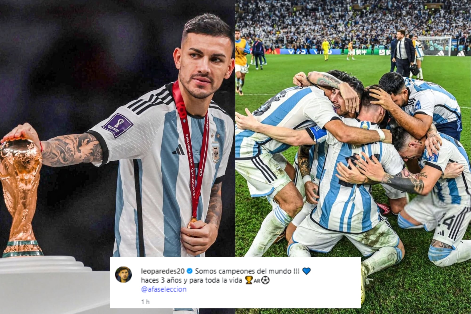Leandro Paredes celebró el tercer aniversario del campeonato del mundo (Foto: Instagram)