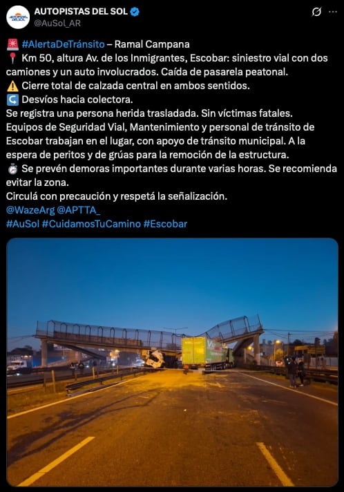 El comunicado de AuSol sobre el accidente