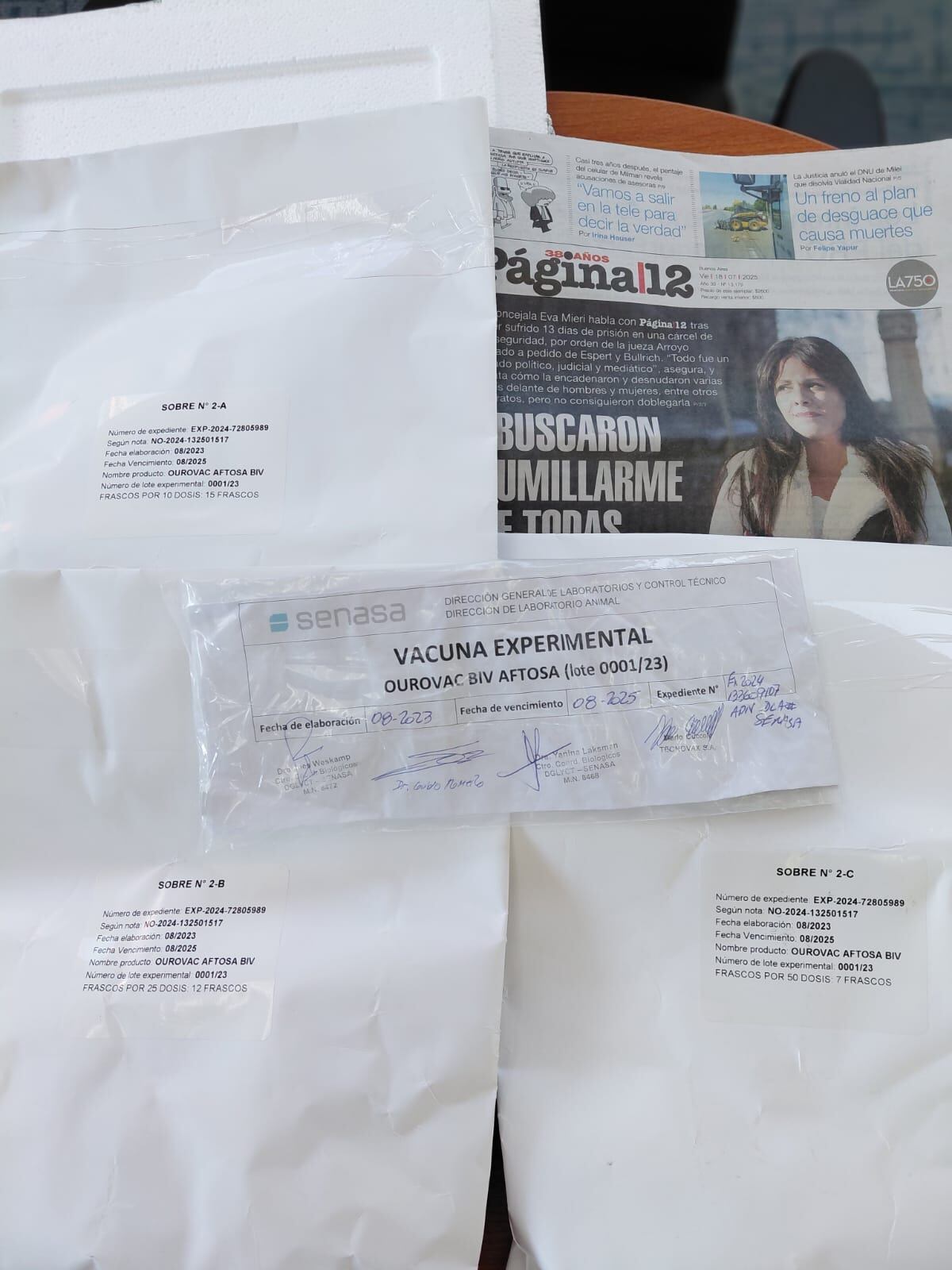 Parte de las dosis que están en custodia del Senasa