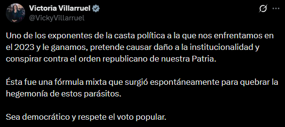 El posteo de Victoria Villarruel