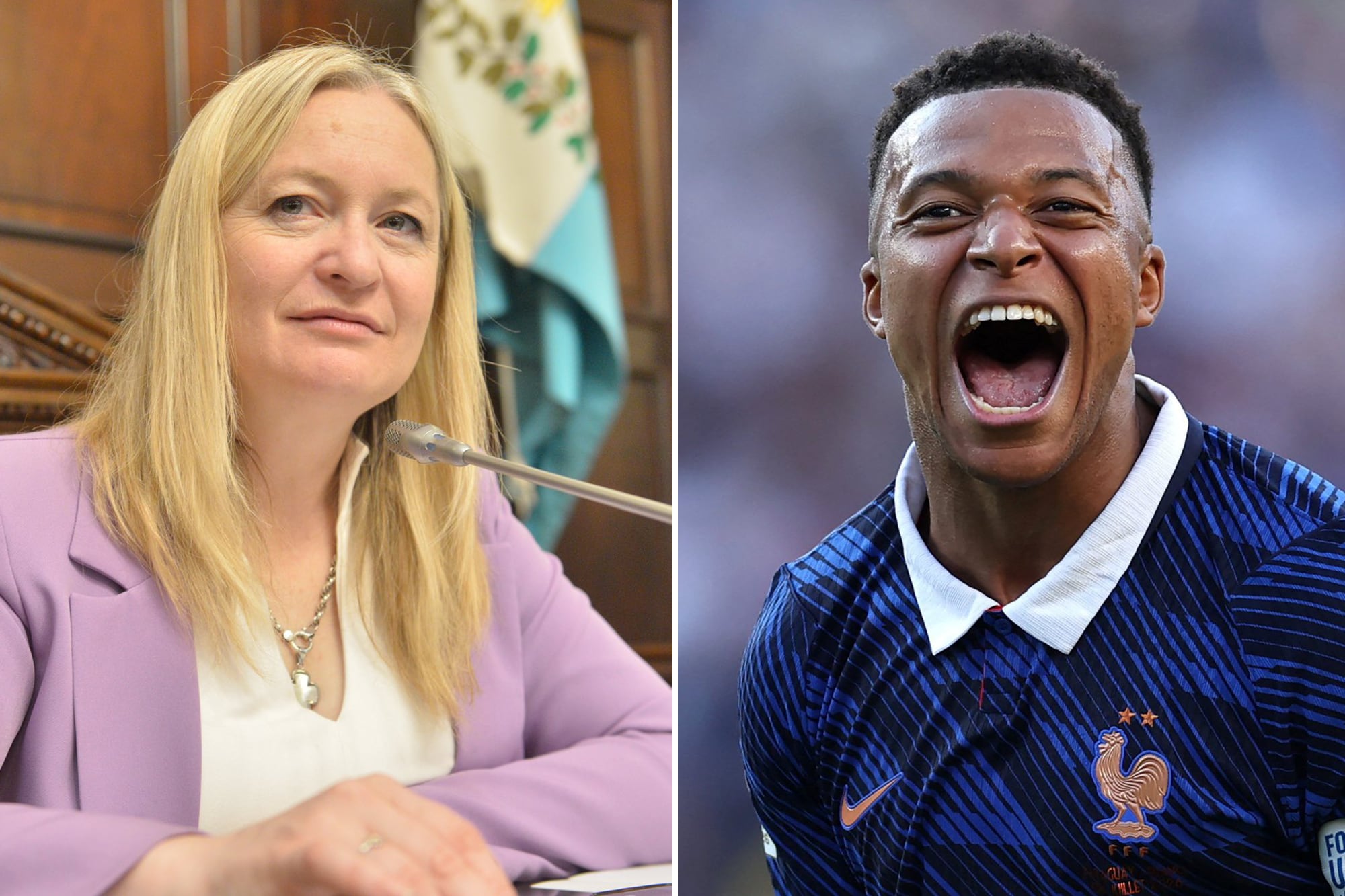 Mbappé con la vicegobernadora de Mendoza, Hebe Casado