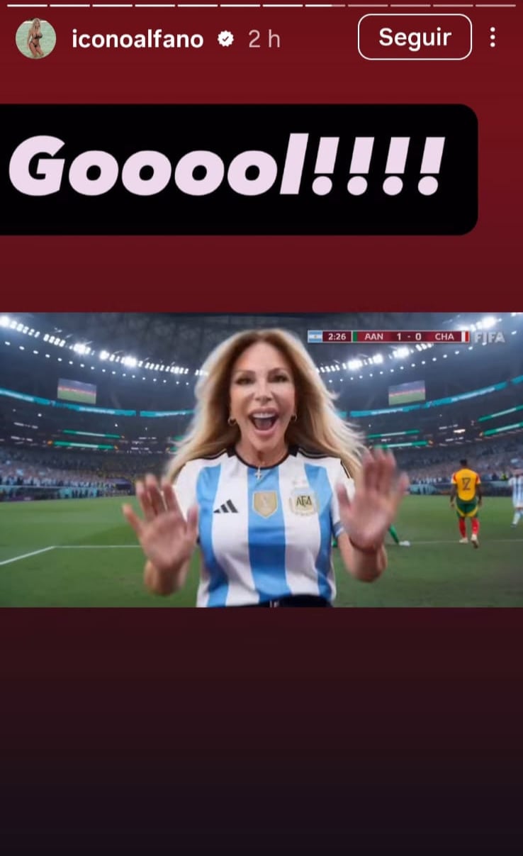 Graciela Alfano compartió una imagen en la que se la ve a ella en la transmisión del partido