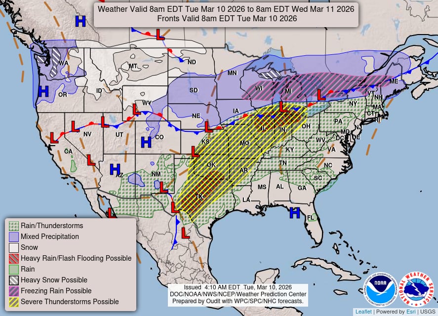 Ciclogénesis en los Grandes Lagos: se espera un entorno altamente inestable propicio para el desarrollo de tormentas supercelulares durante la tarde y noche