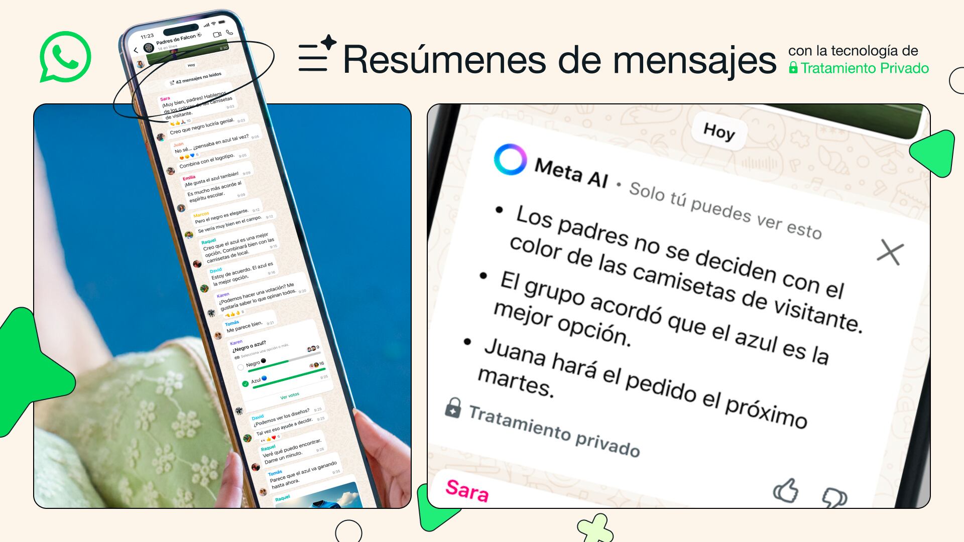 WhatsApp genera con IA un resumen de todos los mensajes no leídos de un chat grupal