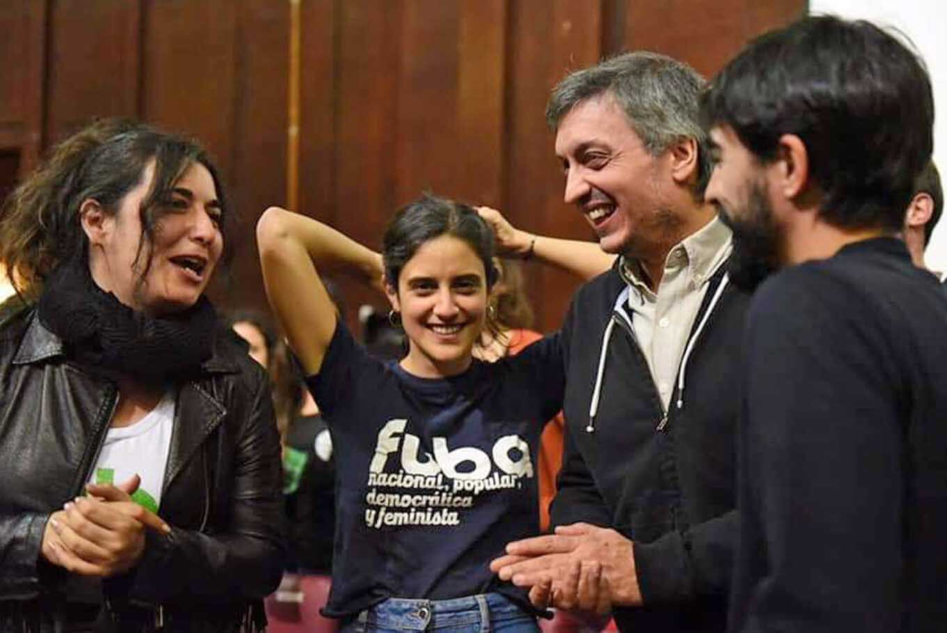 Máximo Kirchner, junto a Lucía Cámpora, secretaria general de La Cámpora con militancia en la UBA