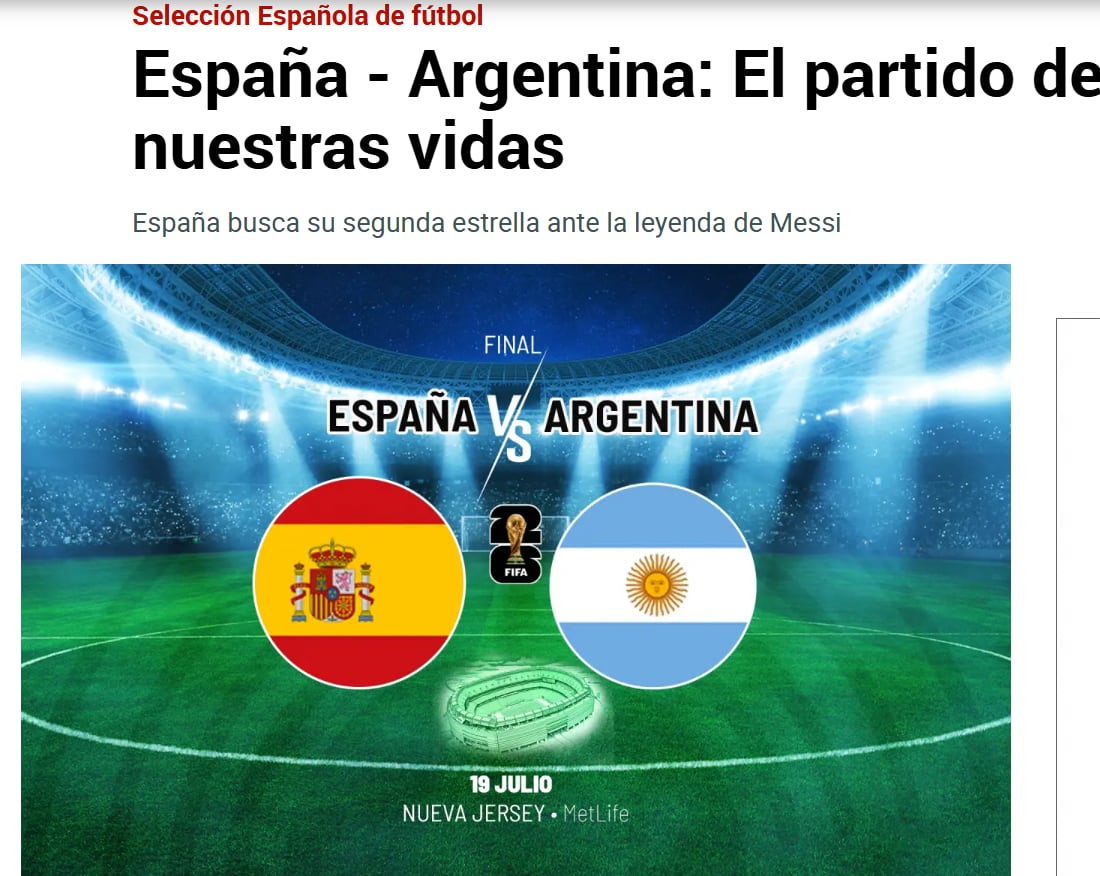 Así tituló Marca sobre la final del Mundial 2026