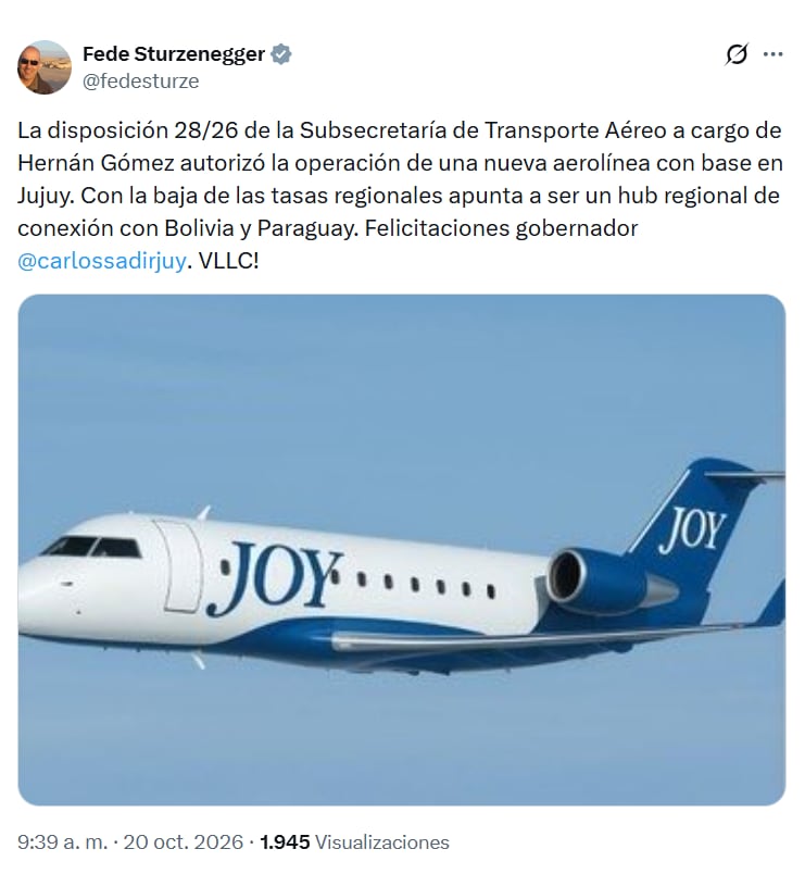 El posteo de Sturzenegger