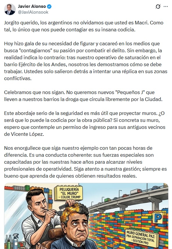 El tuit del ministro de Seguridad bonaerense