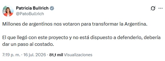 El mensaje de Bullrich