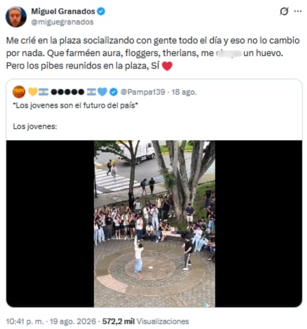 Migue Granados se pronunció en sus redes sociales sobre que los jóvenes farmeen aura (Foto: X @miguegranados)