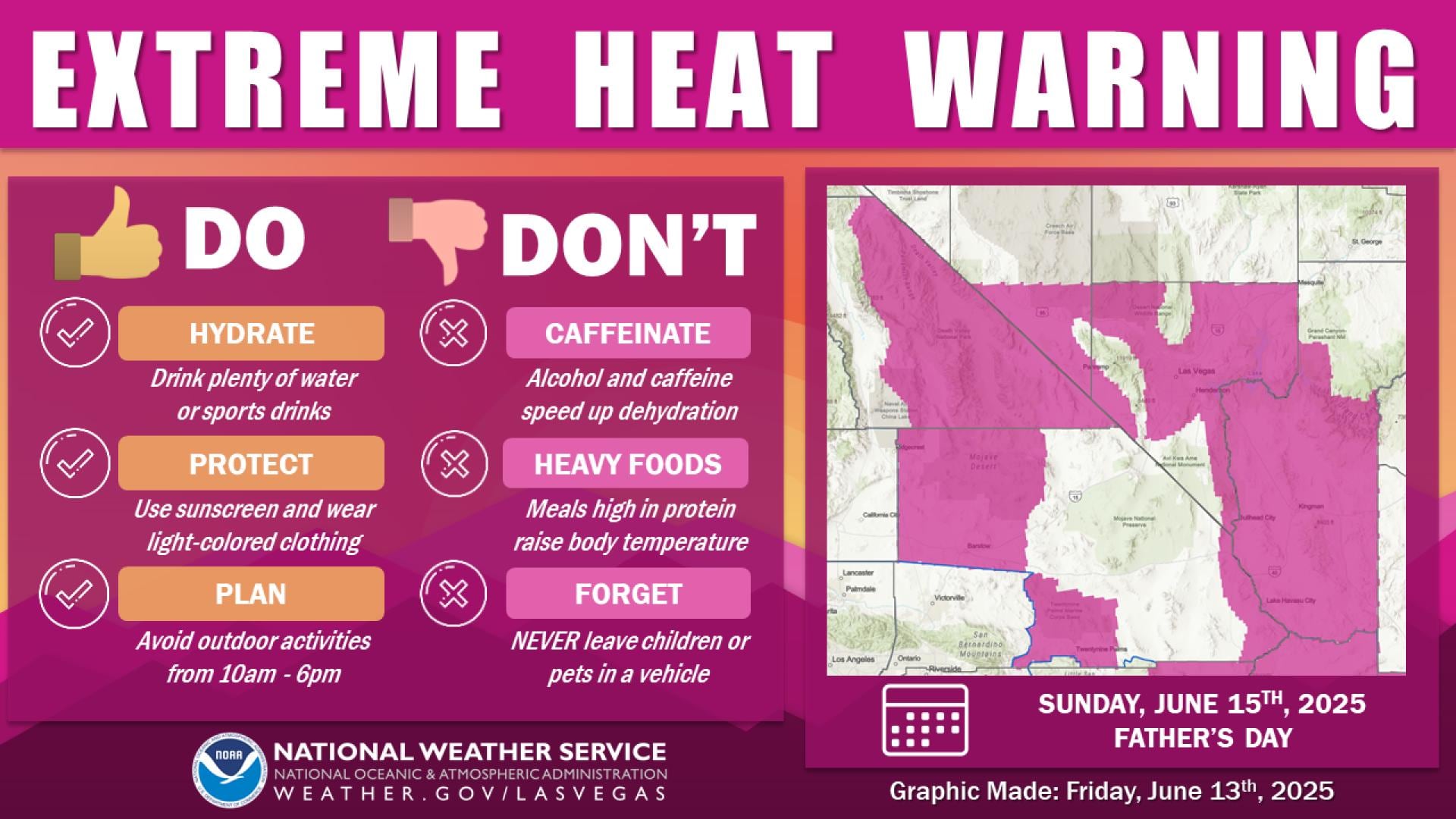 Las autoridades meteorológicas instaron a no dejar niños ni mascotas en vehículos cerrados, ya que las temperaturas internas pueden alcanzar niveles letales en pocos minutos