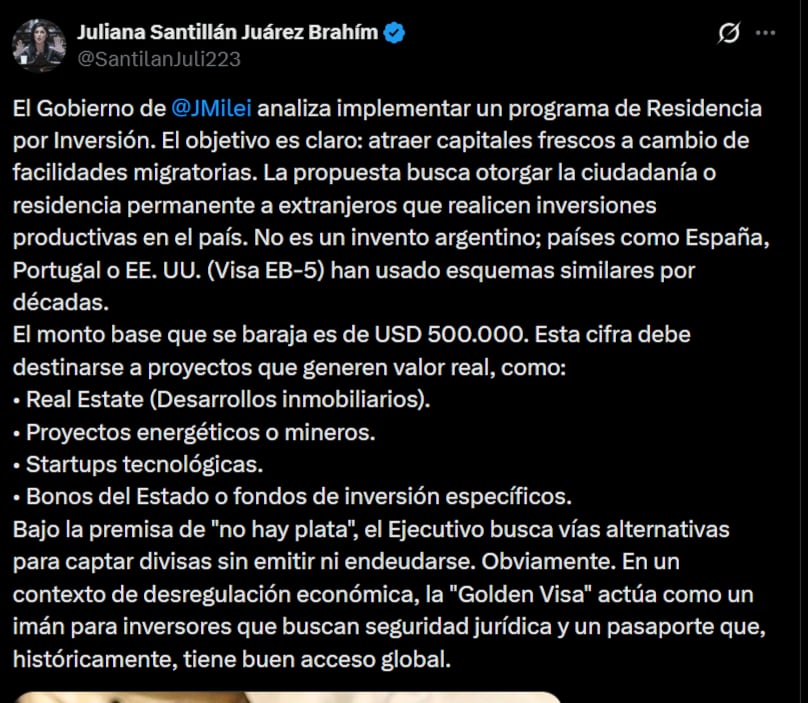 El tuit de Juliana Santillán sobre