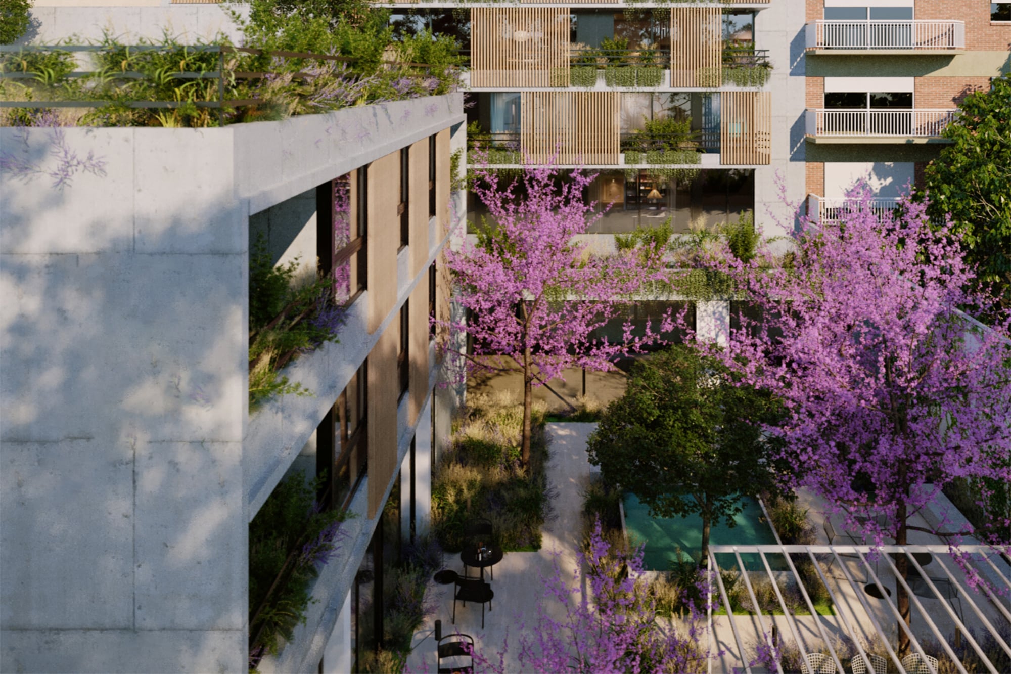 El proyecto Cinco Cramer que comercializa Toribio Achával ofrece departamentos en un pulmón con pileta, jardín y árboles