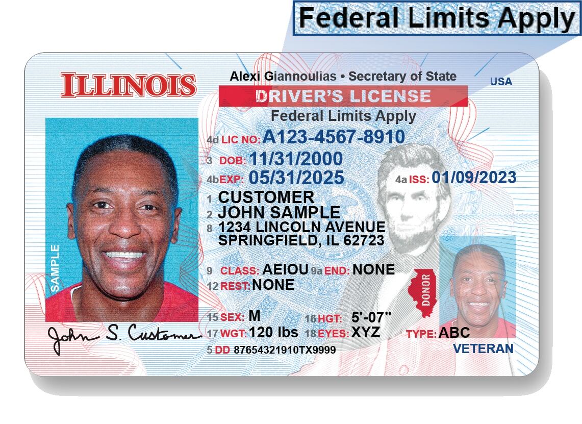 En Illinois, las licencias de conducir estándar estarán marcadas con una leyenda que indicará que no cumplen con la Ley Real ID