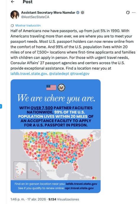 Únicamente 5% de los estadounidenses contaban con pasaporte