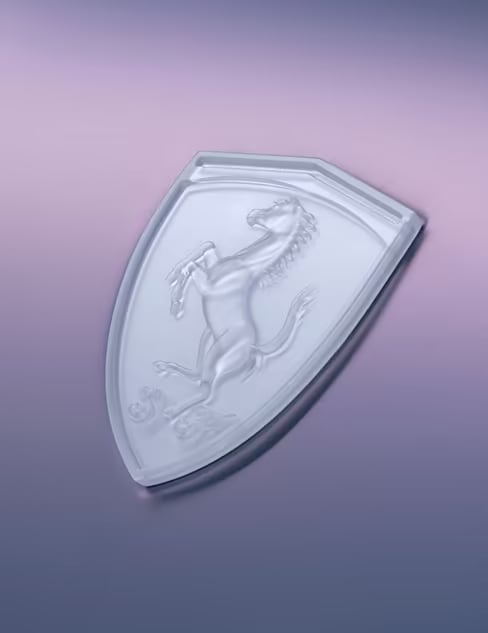 Crean una Ferrari con detalles que la hacen una pieza única 8 La artista Hyunhee Kim aplicó su estilo semitranslúcido en los escudos de la Scuderia Ferrari