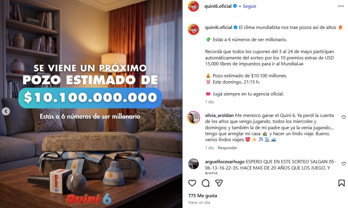 El pozo estimado del Quini 6