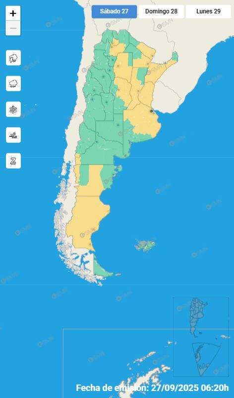 Alertas para este sábado 27 de septiembre