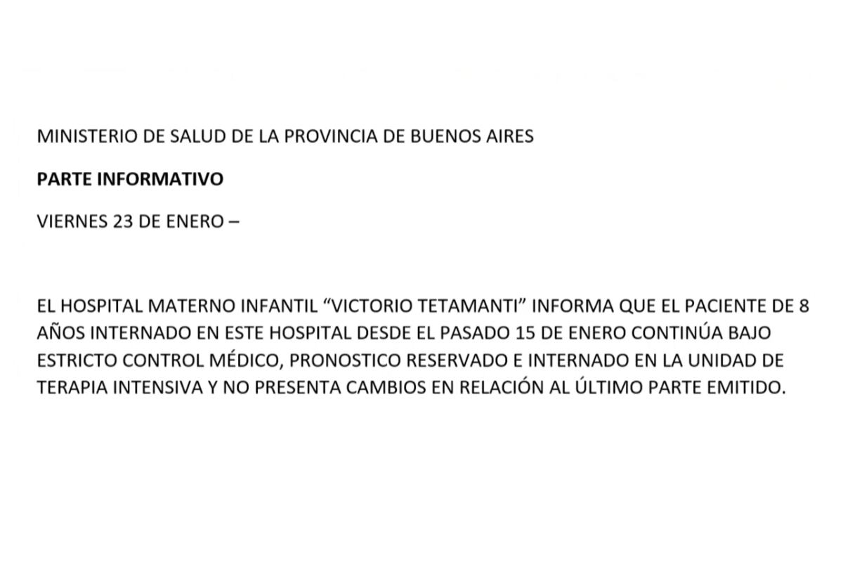 El último parte médico de la salud de Bastián