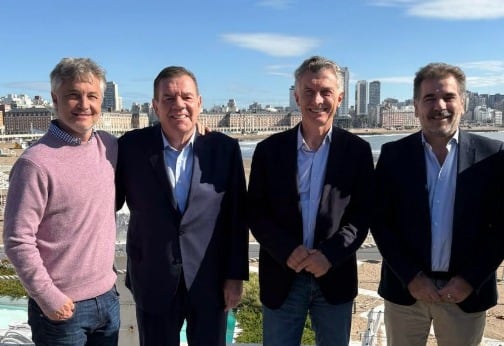 Mauricio Macri junto a Fernando de Andreis, Guillermo Montenegro y Cristian Ritondo en Mar del Plata
