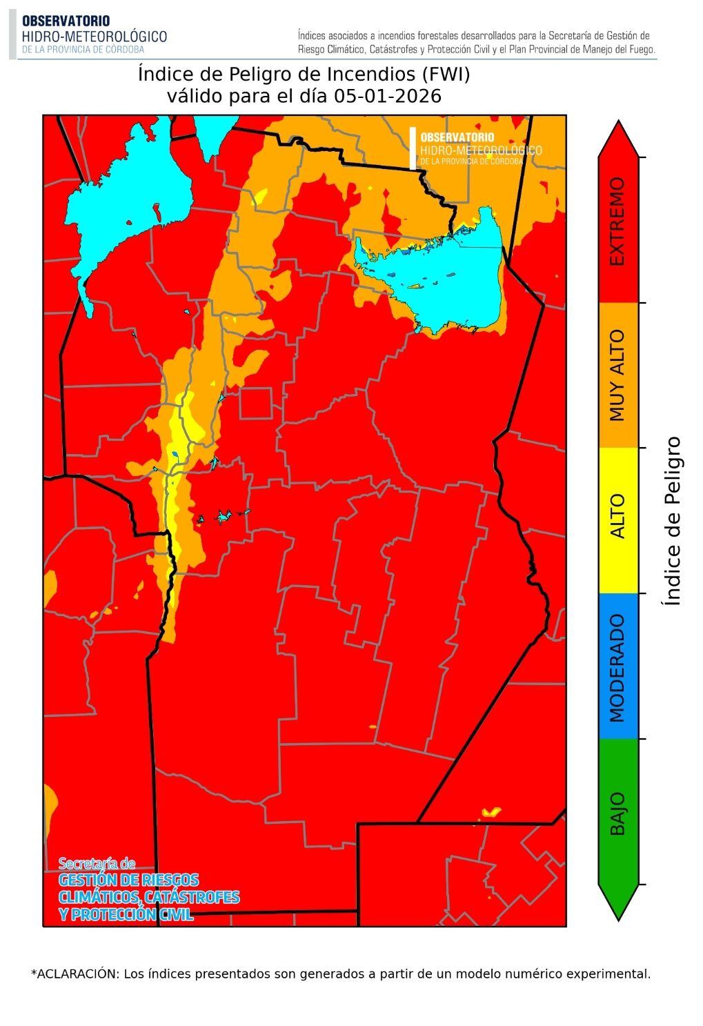 Alerta por el alto riesgo de incendios en la provincia de Córdoba.