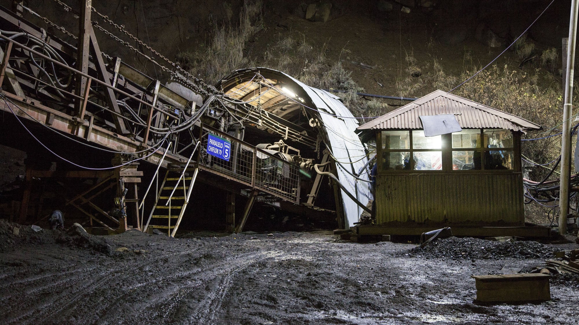 El interior de la mina de Río Turbio