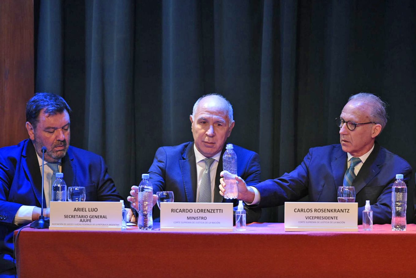 ARCHIVO.- Lijo, Lorenzetti y Rosenkrantz en un encuentro nacional de la Justicia Federal