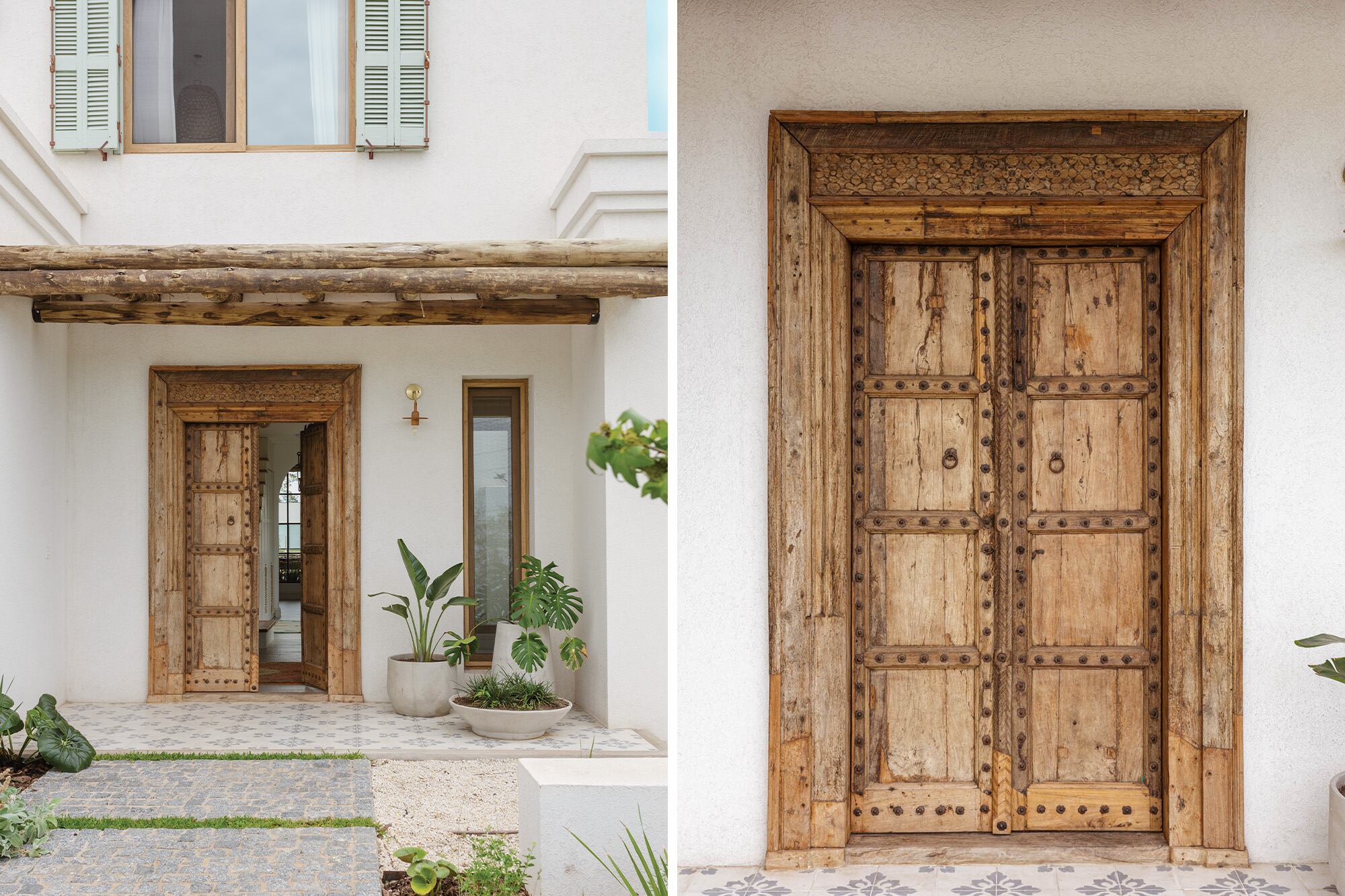 Puerta tallada traída de la India (Compañía Nativa) en la casa de la arquitecta y decoradora Ana Barrio, integrante de Grupo Pauta