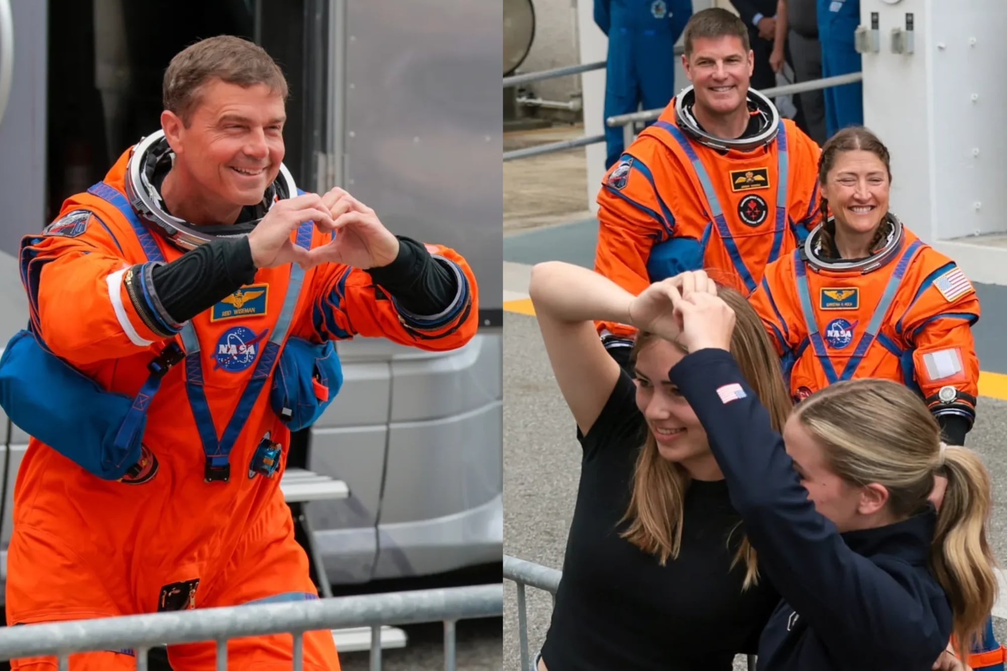 Ride Wiseman antes del despegue junto a sus hijas (Foto: NASA)