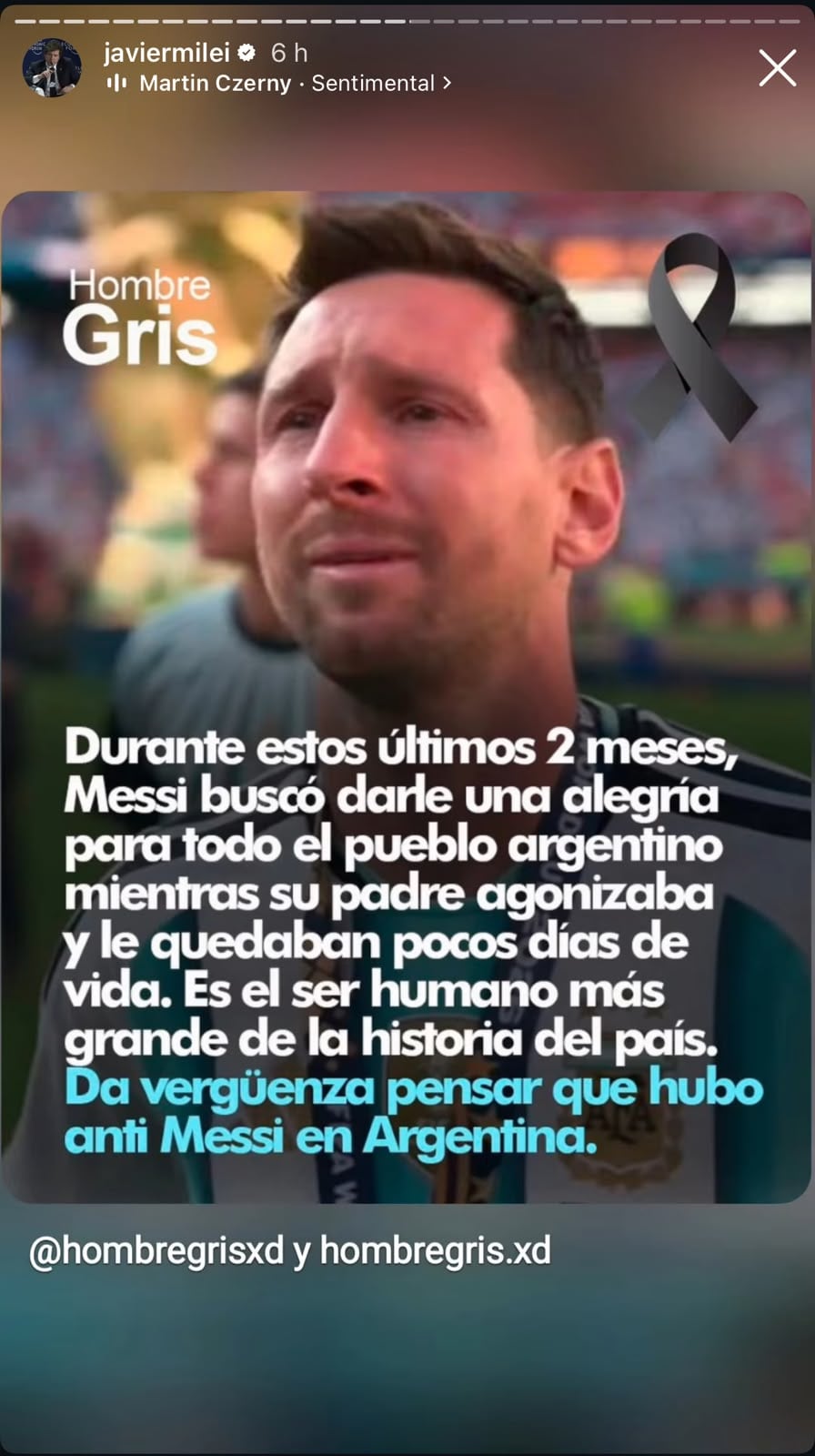 Uno de los mensajes que compartió Milei