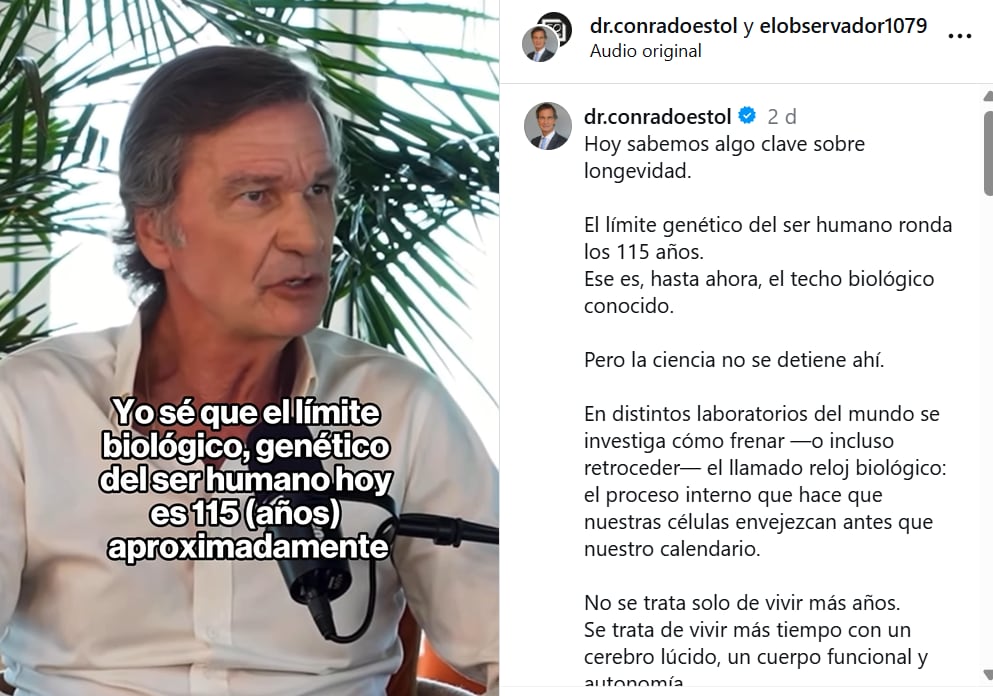 El neurólogo Estol asegura que la longevidad tiene un techo biológico, pero en laboratorios ya estudian cómo revertir o ralentizar el envejecimiento