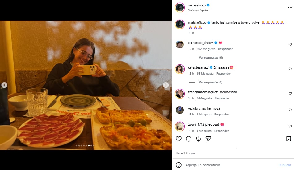 La publicación despertó especulaciones sobre el estado de su relación con el piloto de la Formula 1 (Foto: Instagram @maiareficco)