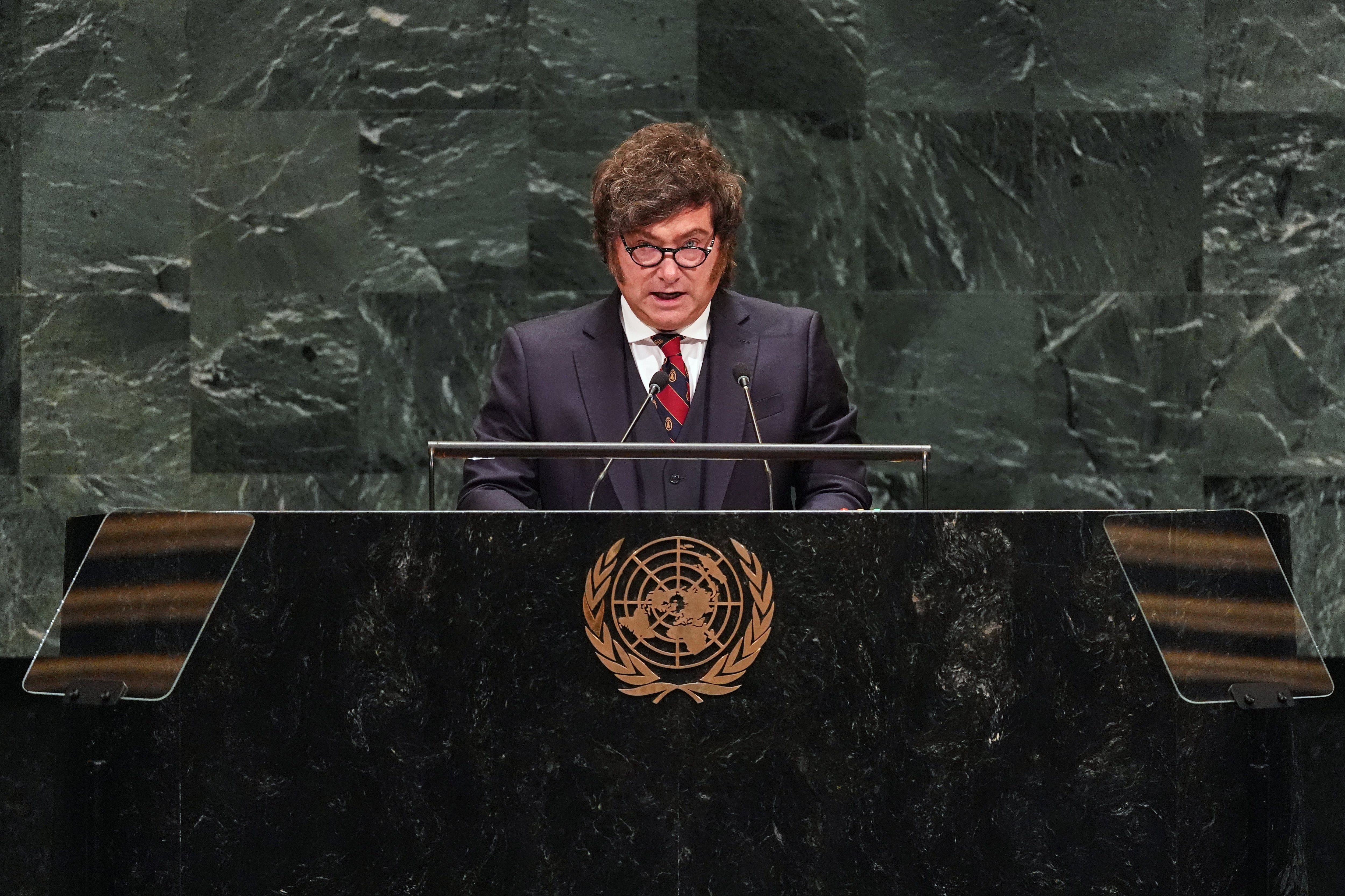 Javier Milei en su discurso en la sede de la ONU en Nueva York