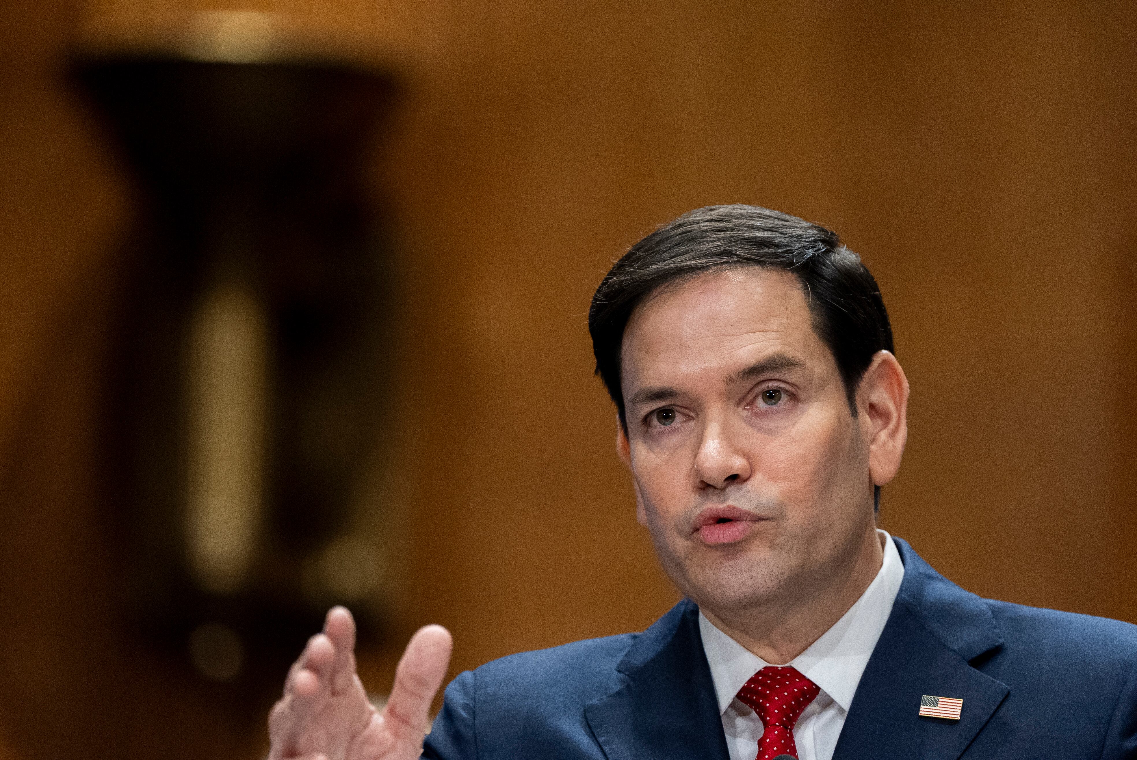 El nominado por el presidente electo Donald Trump para secretario de Estado, Marco Rubio, en su audiencia de confirmación en el Congreso en Washington el 15 de enero del 2025. (AP foto/Alex Brandon)
