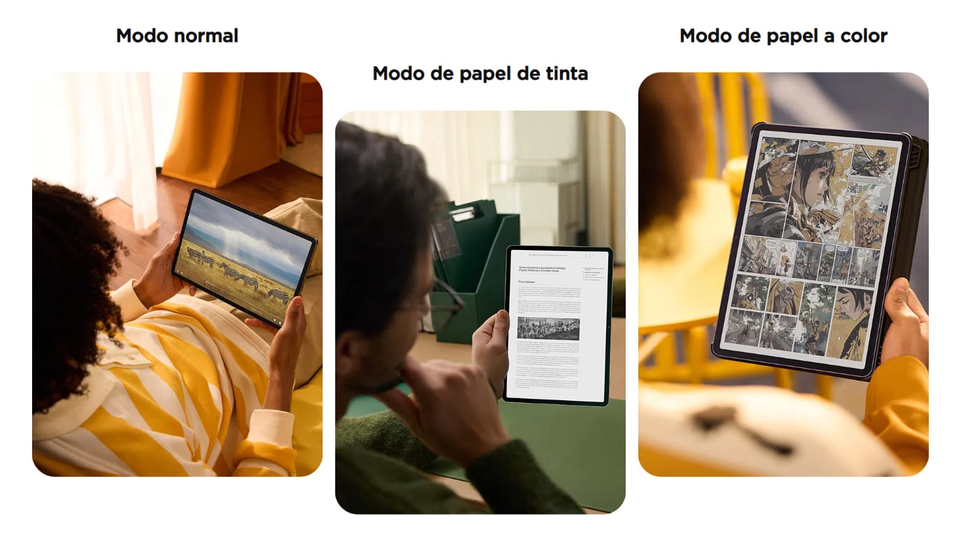 Los tres modos de pantalla de la Nxtpaper 11 Plus