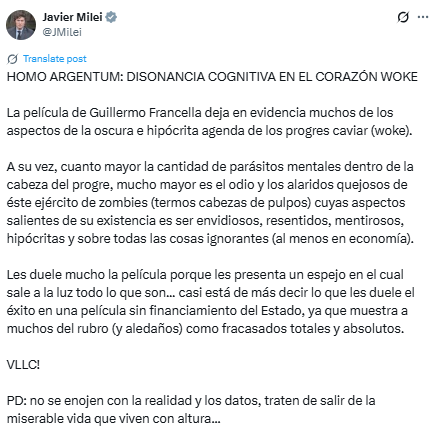A Javier Milei le gustó
