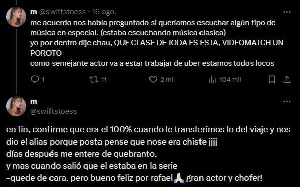 El detalle del viaje con Rafael Ferro como chófer