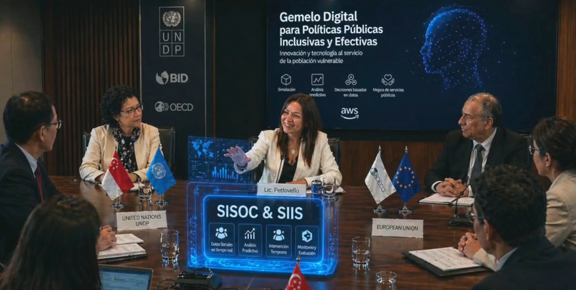 La ministra Sandra Pettovello figuró en el video promocial del Gemelo Digital que difundió Milei; allí aparecen el SISOC y el SIIS, dos sistemas de datos vigentes