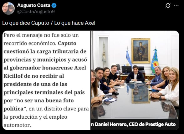 La respuesta de un funcionario de Kicillof tras las acusaciones de Caputo