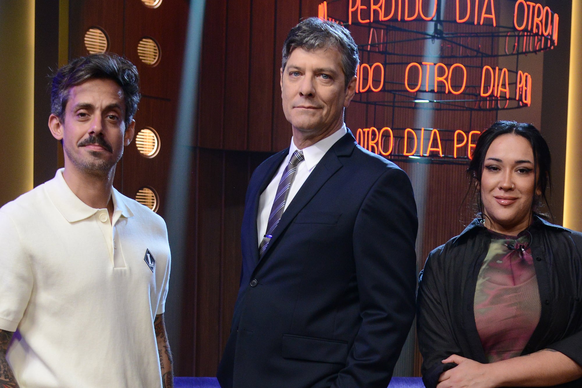 Agustín Aristarán, Mario Pergolini y Evelyn Botto, en Otro día perdido