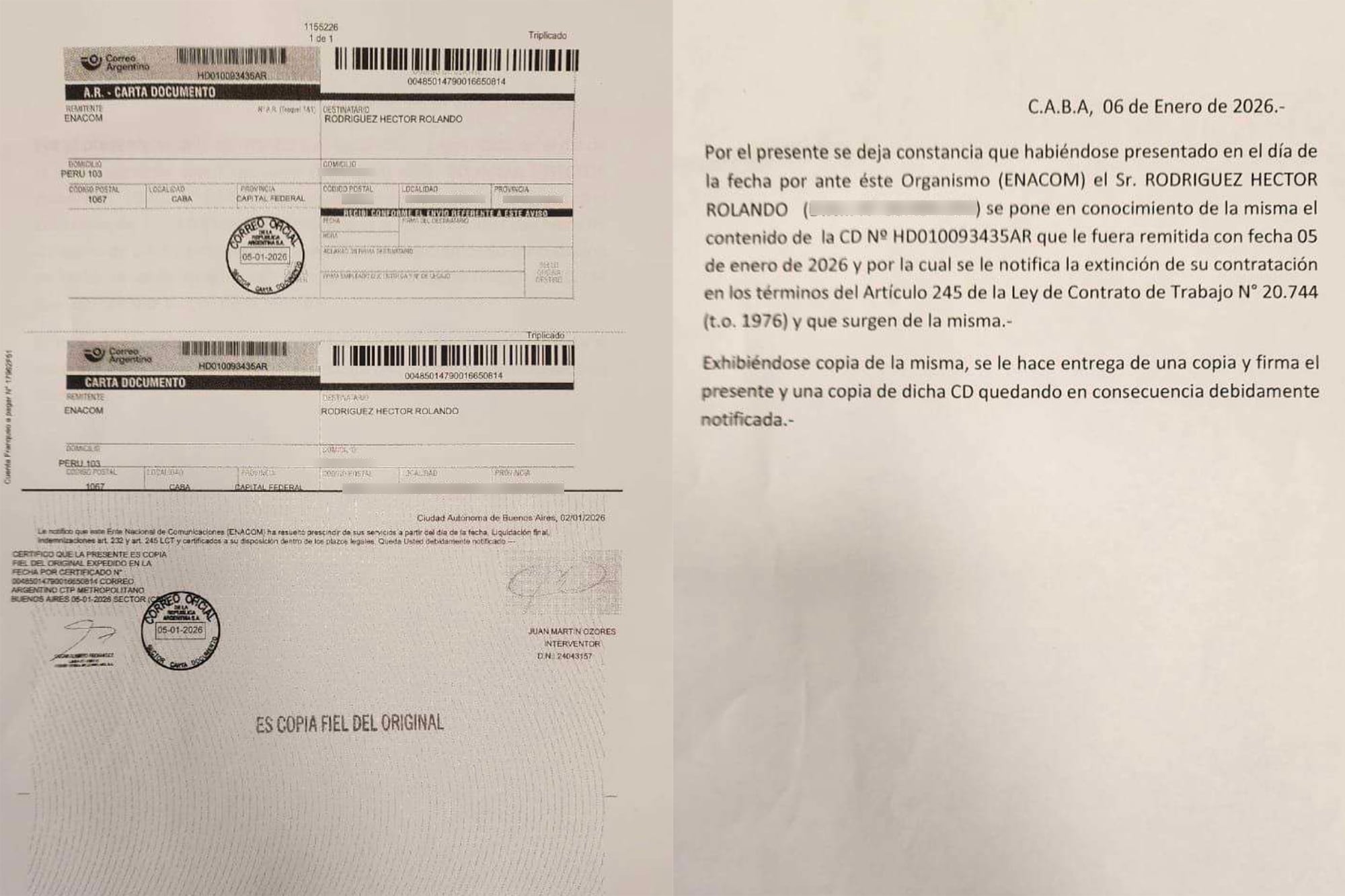 El telegrama del Enacom