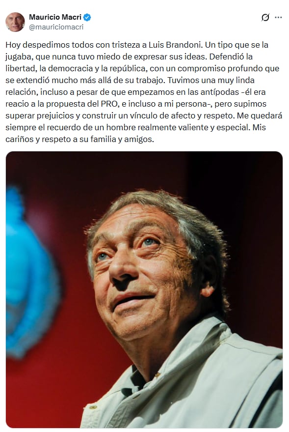 El cariñoso posteo de Mauricio Macri en recuerdo de Luis Brandoni