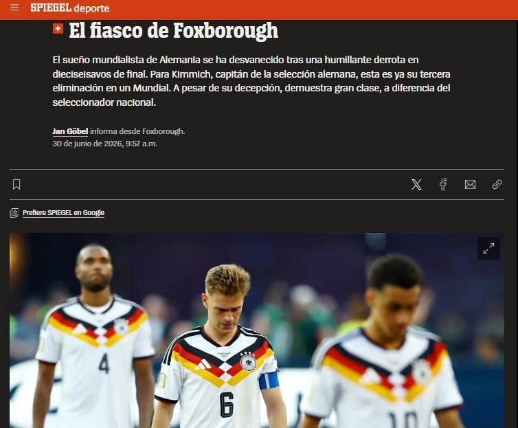Los diarios de Alemania reaccionaron a la eliminación de su seleccionado ante Paraguay.