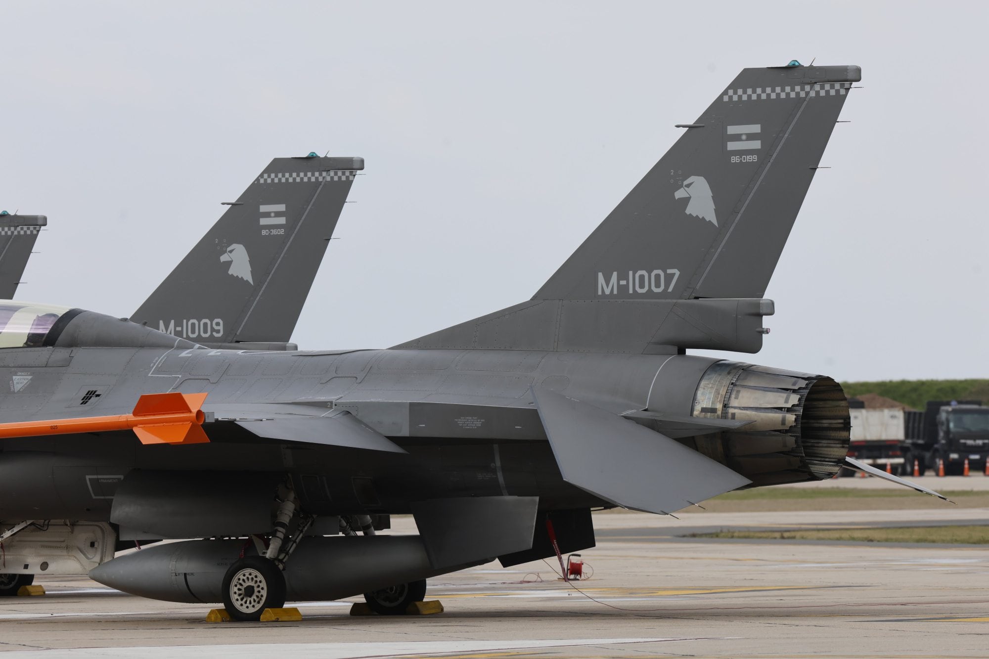 Ocho interrogantes detrás del programa de aviones F-16 que el Gobierno no responde 13 Media day sistema de armas F16 en area Material Rio Cuarto , Cordoba presentacion de los 6 primeros aviones de 24 comprados a Dinamarca
