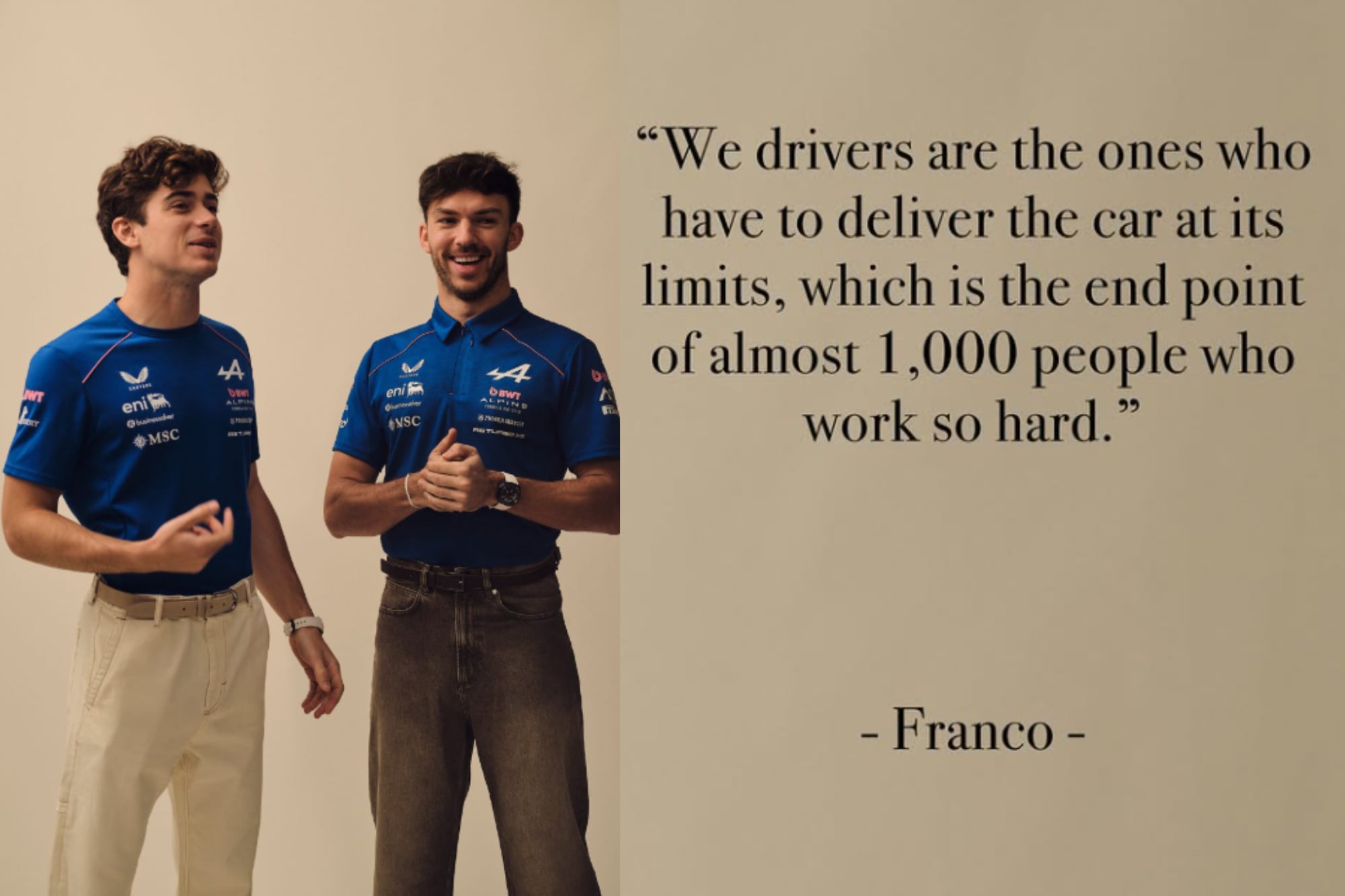 La frase de Franco que valoró el trabajo de todo el equipo de Alpine (Foto: @alpinef1team)
