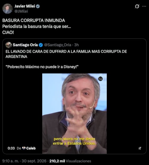 Otra de las agresiones de Milei