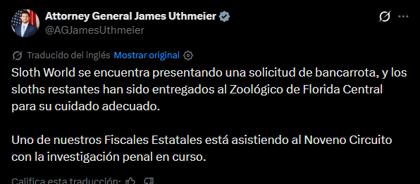 El mensaje de Uthmeier en redes sociales