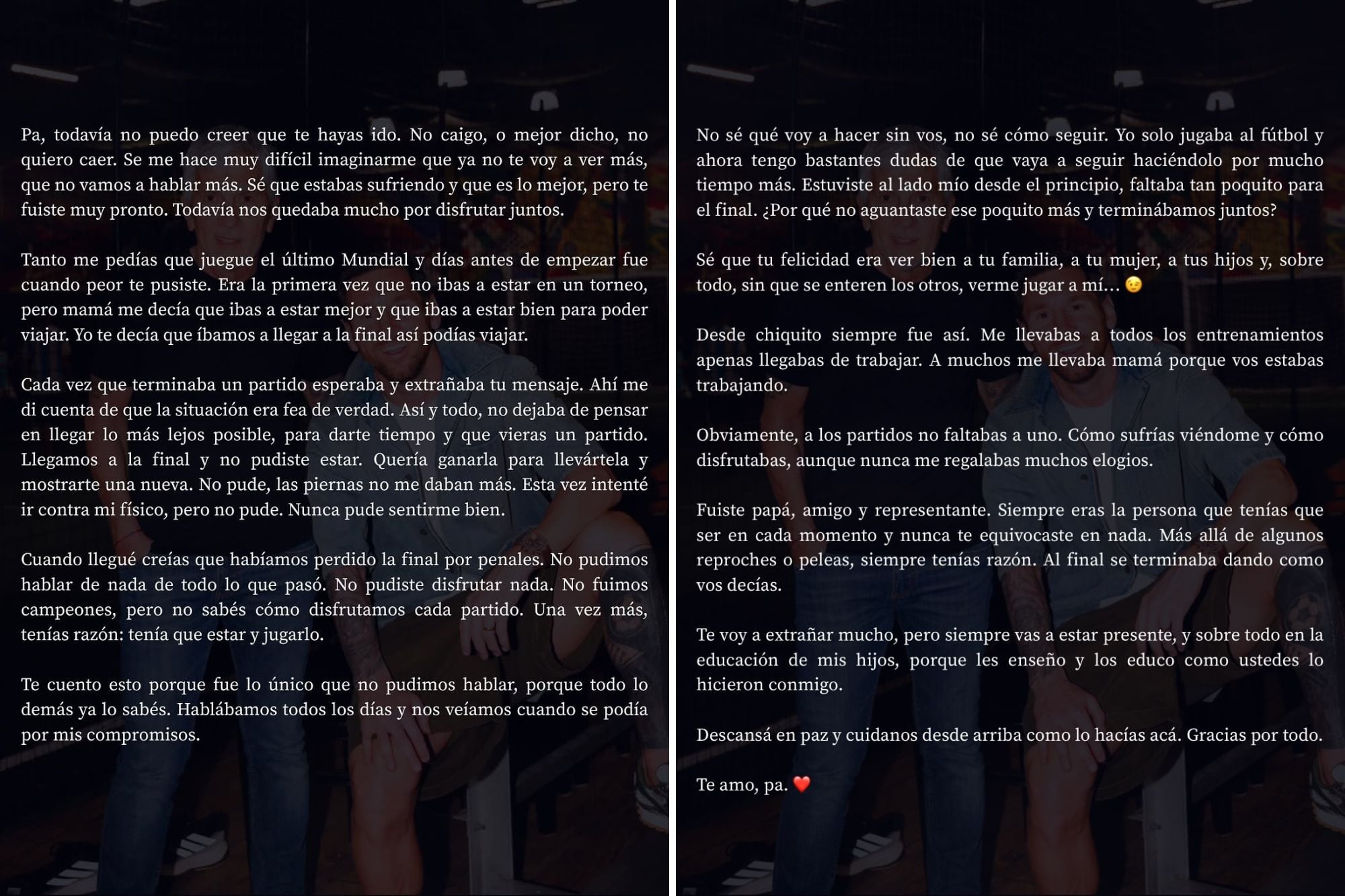 La carta de Lionel Messi para su padre, Jorge