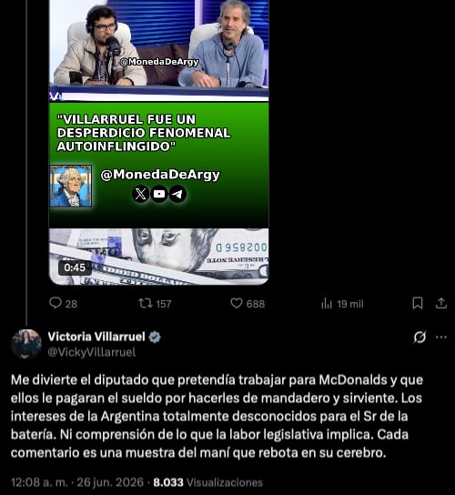 La respuesta de Villarruel a los dichos de Benegas Lynch