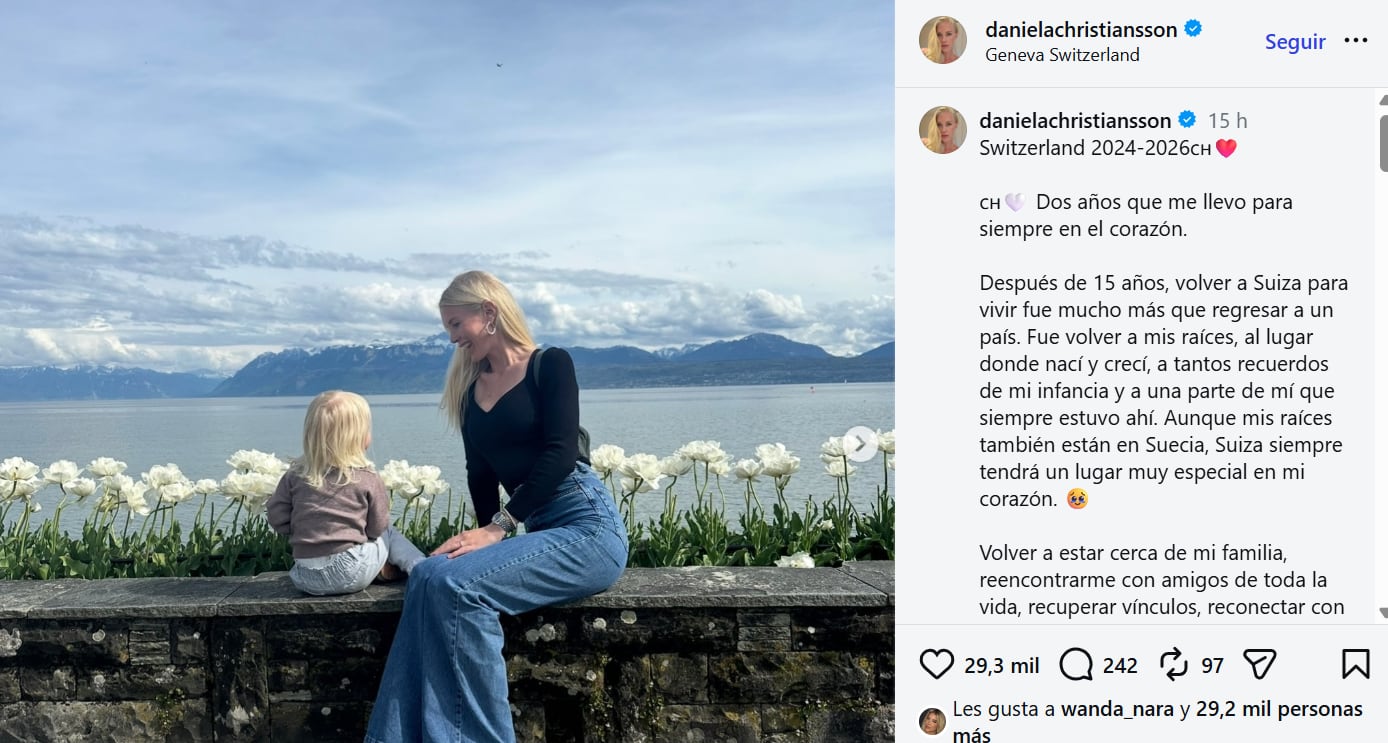 El posteo de Daniela Christiansson tras instalarse en la Argentina